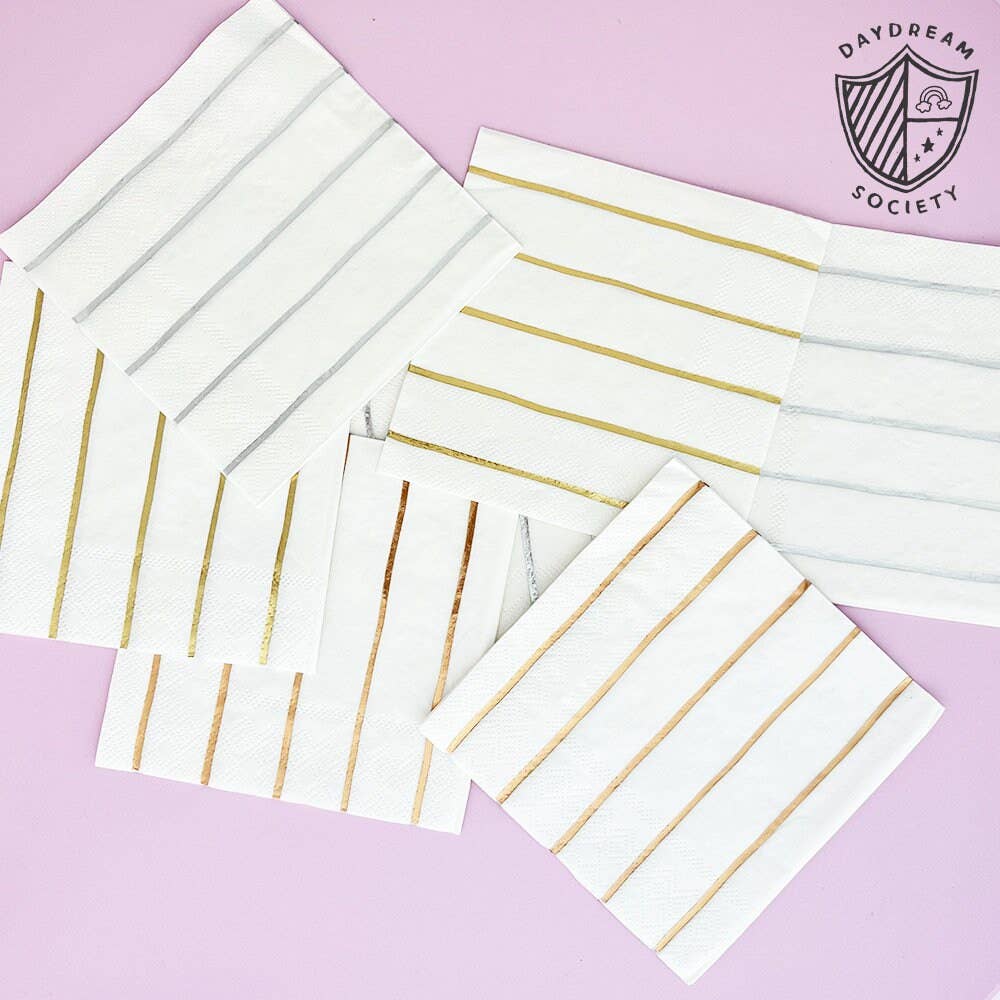 Jollity & Co. + Daydream Society - Frenchie Metallic Striped Petite Napkins - 16 Pk.