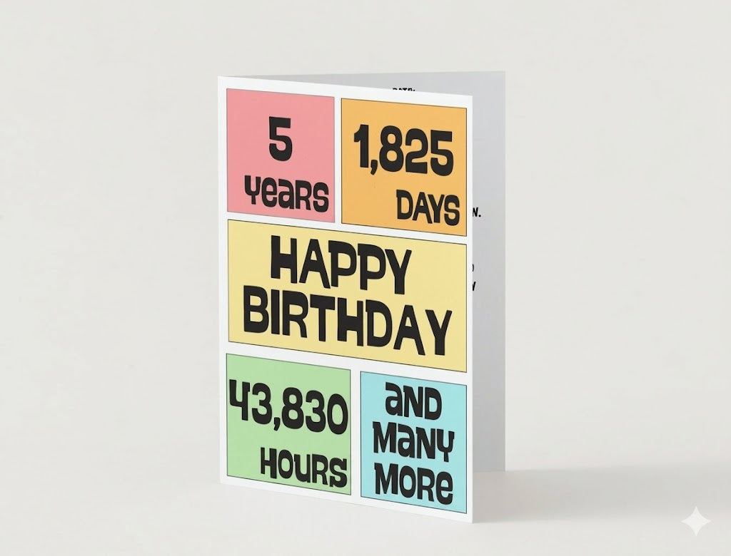 5th Birthday Card by Candlelight and Confetti
