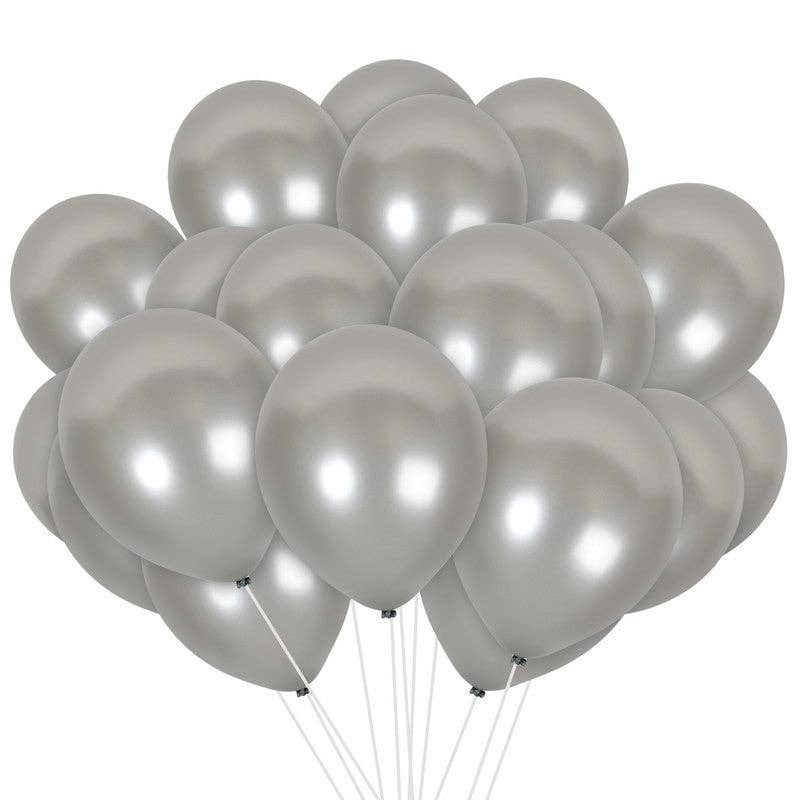 Treasures Gifted - Pearl Silver Balloons - 12 Inch Latex Balloons - Dark Grey