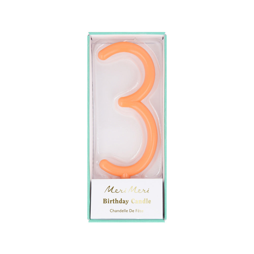 Large Slim Number 3 Candle (x 1)