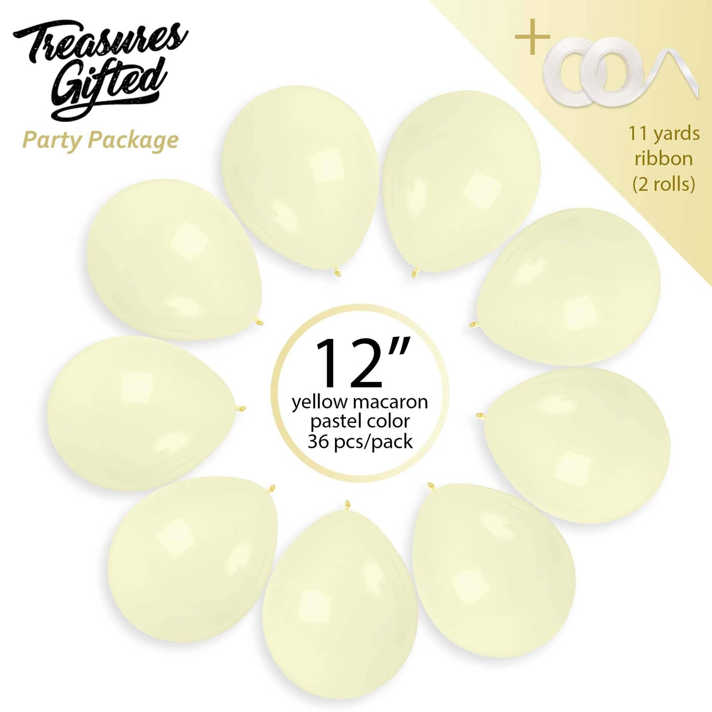 Treasures Gifted - Macaron Pastel Yellow Balloons - 12 Inch Latex Balloons