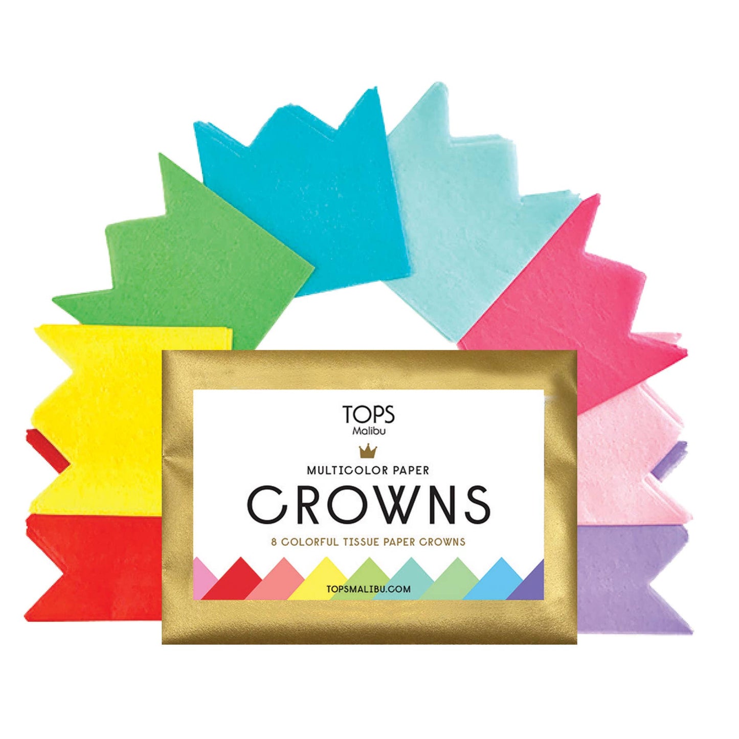 TOPS Malibu - Multi-Color Tissue Paper Crowns - Set of 8