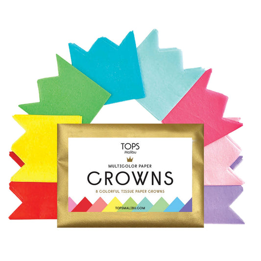 TOPS Malibu - Multi-Color Tissue Paper Crowns - Set of 8