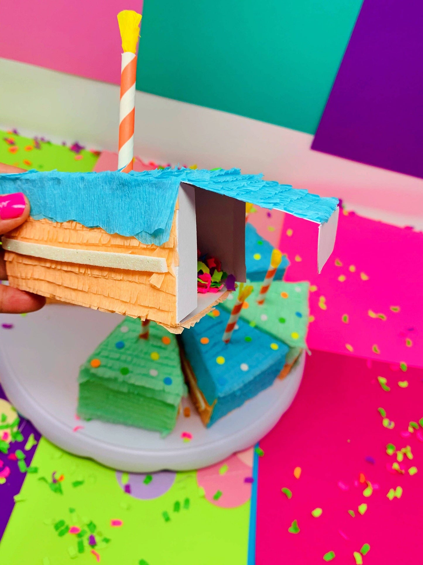 My Soiree Designs - Mini Piñata Cake Slice - Novelty Party Favor & Gift