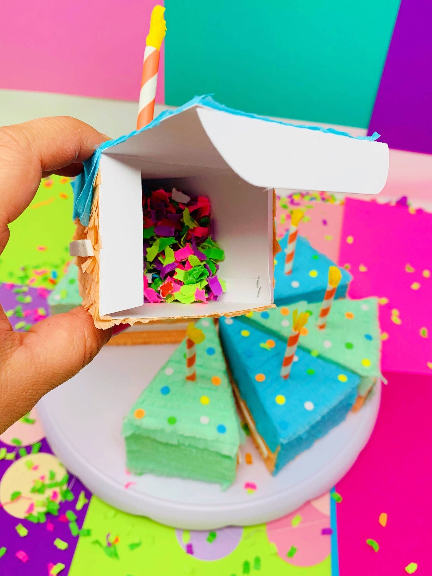 My Soiree Designs - Mini Piñata Cake Slice - Novelty Party Favor & Gift