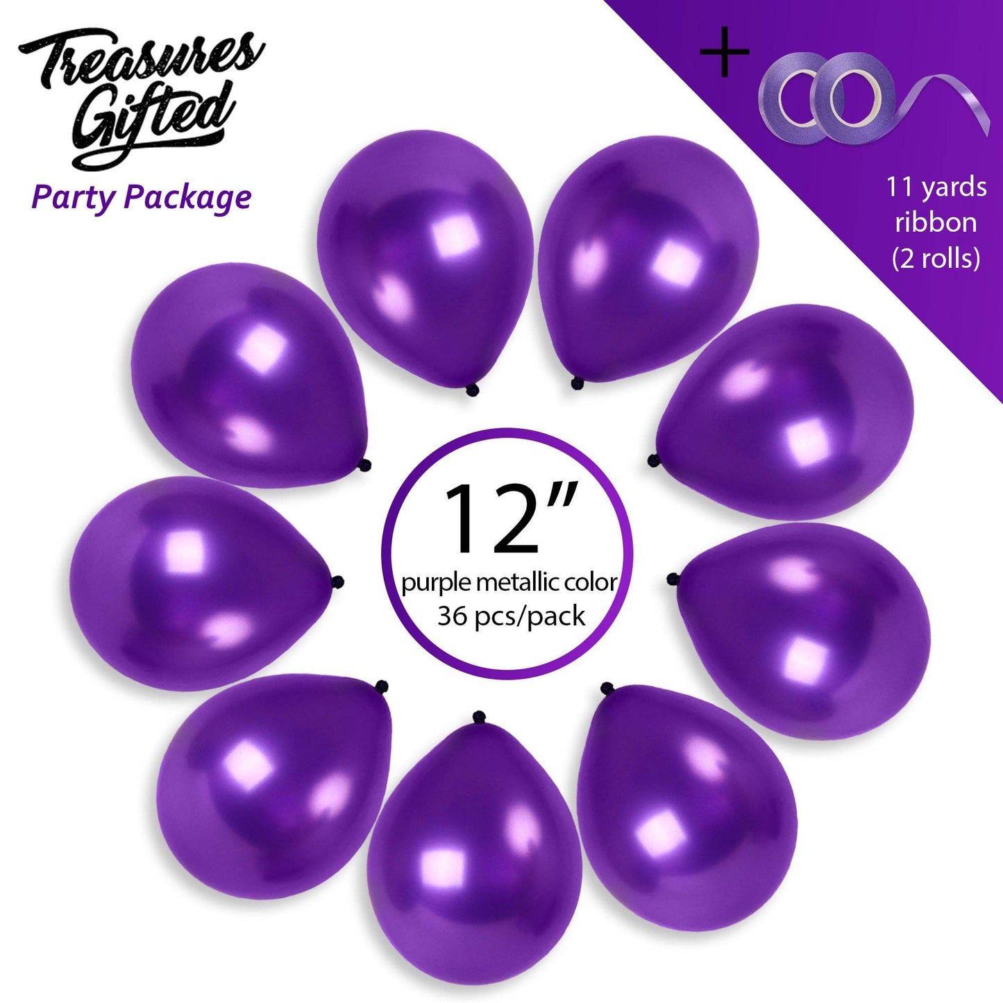 Treasures Gifted - Pearl Purple Balloons - 12 Inch Latex Balloons