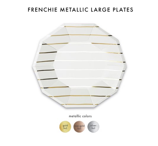 Jollity & Co. + Daydream Society - Frenchie Metallic Striped Small Plates - 8 Pk.