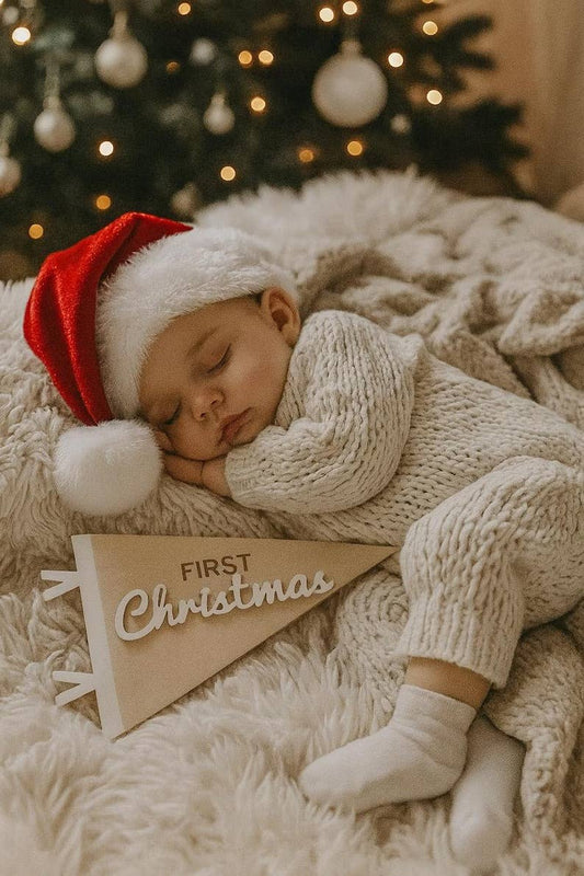 Arrow Town Designs - Baby’s First Holiday Pennant Flag Set | Birch + Acrylic