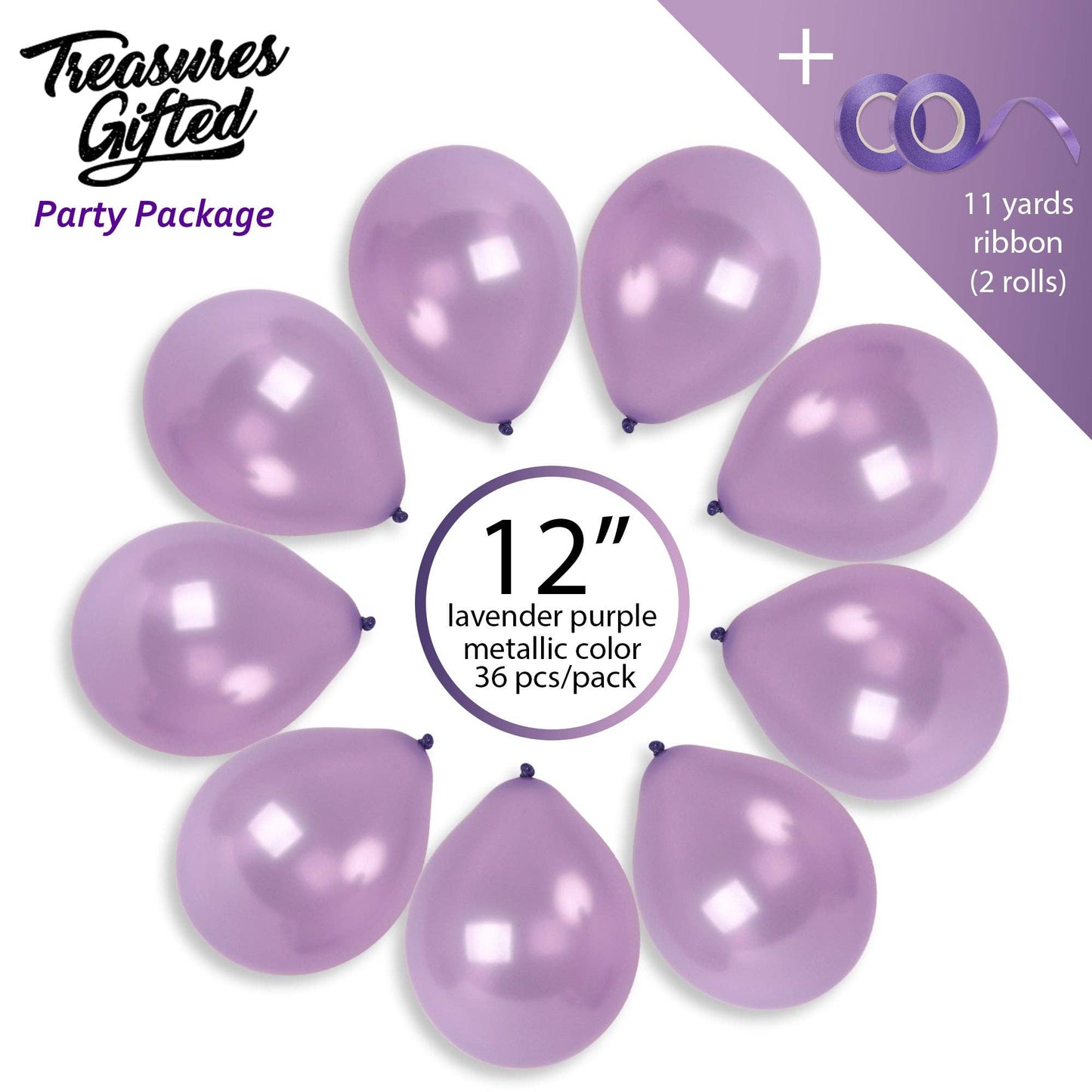 Treasures Gifted - Pearl Pastel Purple Balloons - 12 Inch Latex Balloons