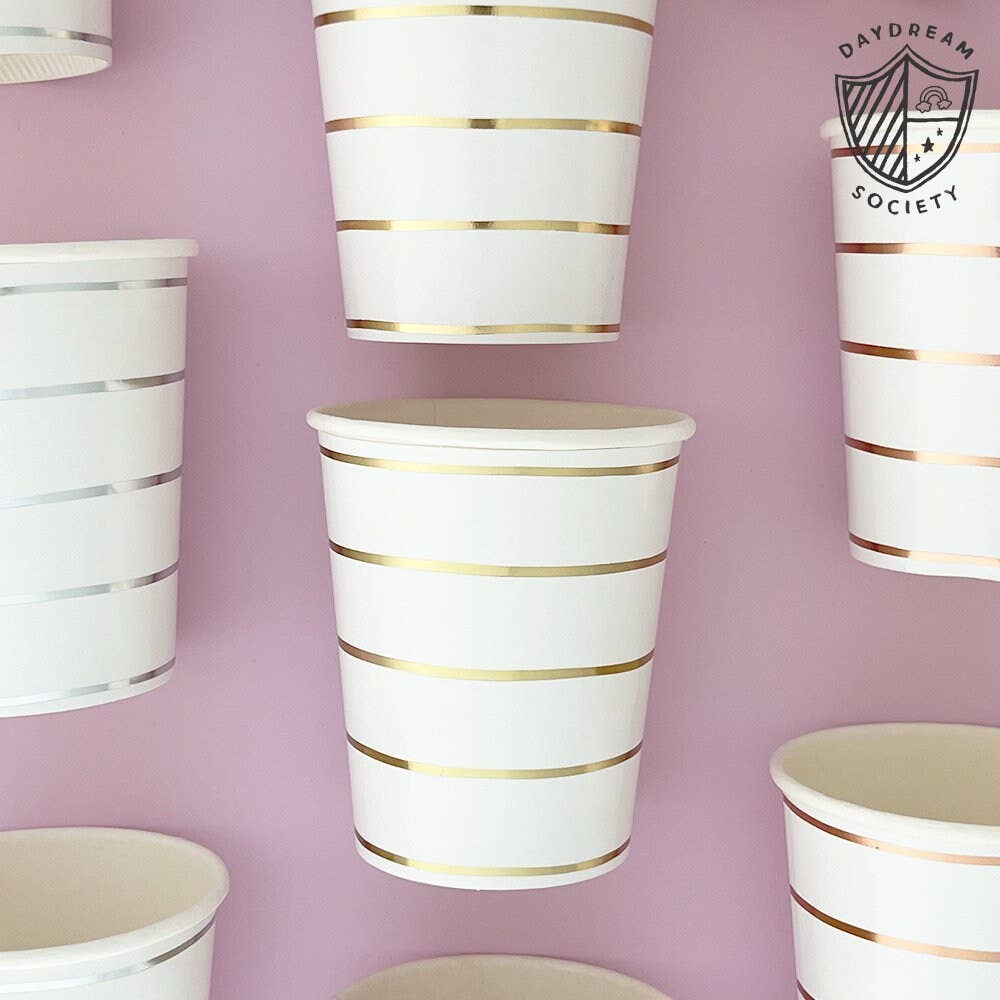 Jollity & Co. + Daydream Society - Frenchie Metallic Striped 9 oz Cups - 8 Pk.