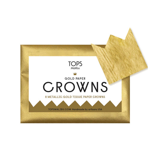 TOPS Malibu - Metallic Gold Tissue Paper Crowns - Set of 8