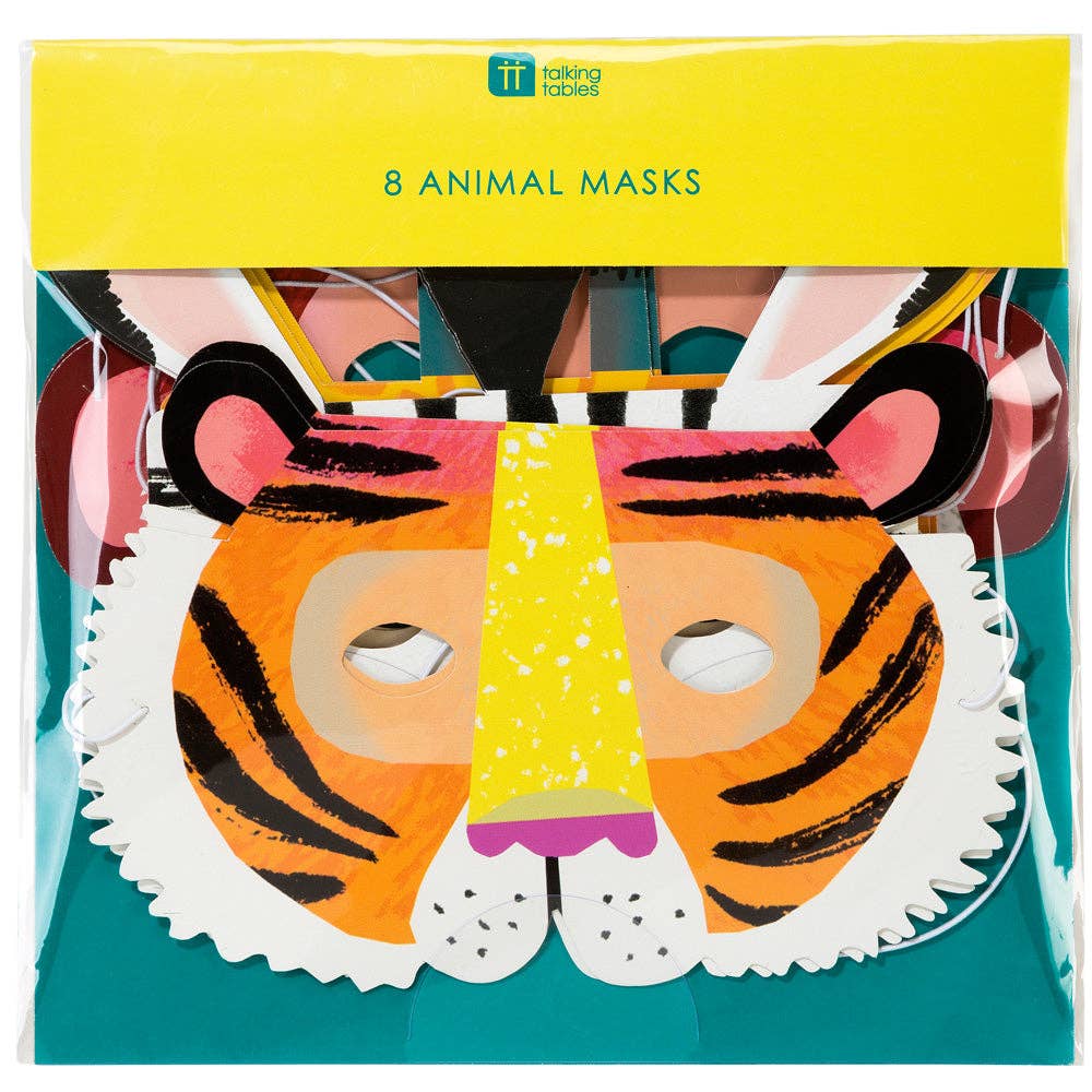 Talking Tables USA - Home, Birthday, Games & Seasonal Decor - Animal Paper Masks - 8 Pack| Party Supplies |