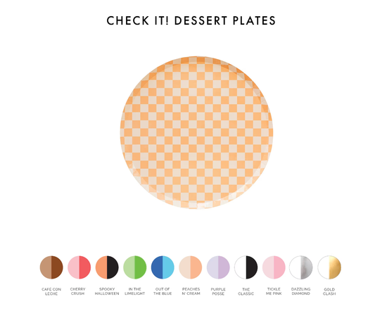 Jollity & Co. + Daydream Society - Check It! Dessert Plates - 8 Pk. - 11 Color Options