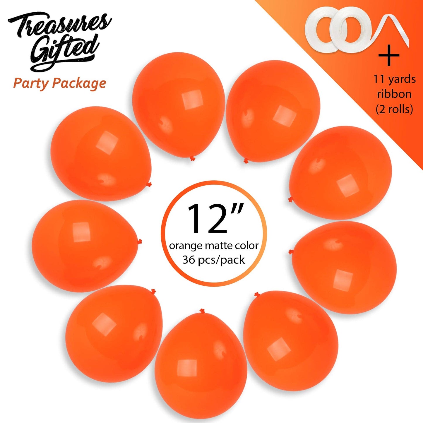 Treasures Gifted - Matte Orange Balloons - 12 Inch Latex Balloons