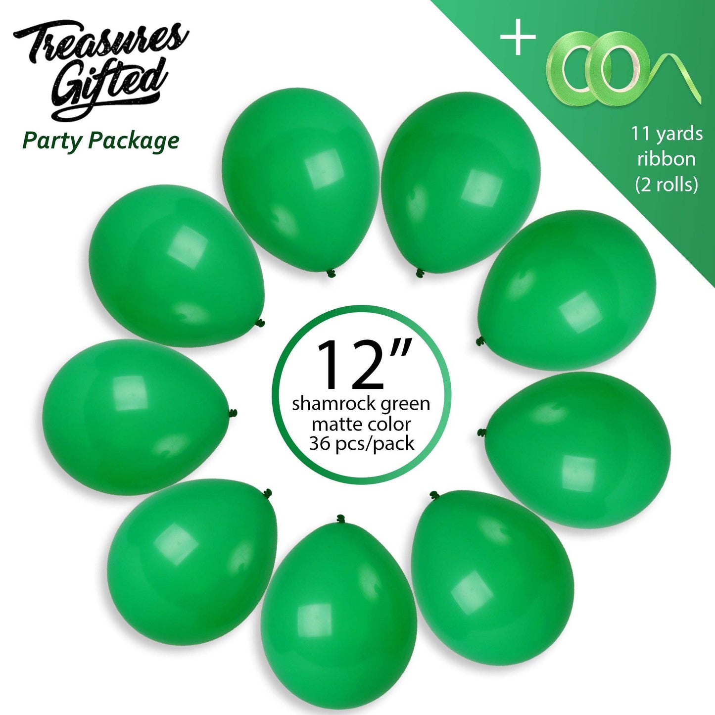 Treasures Gifted - Matte Dark Green Balloons - 12 Inch Latex Balloons