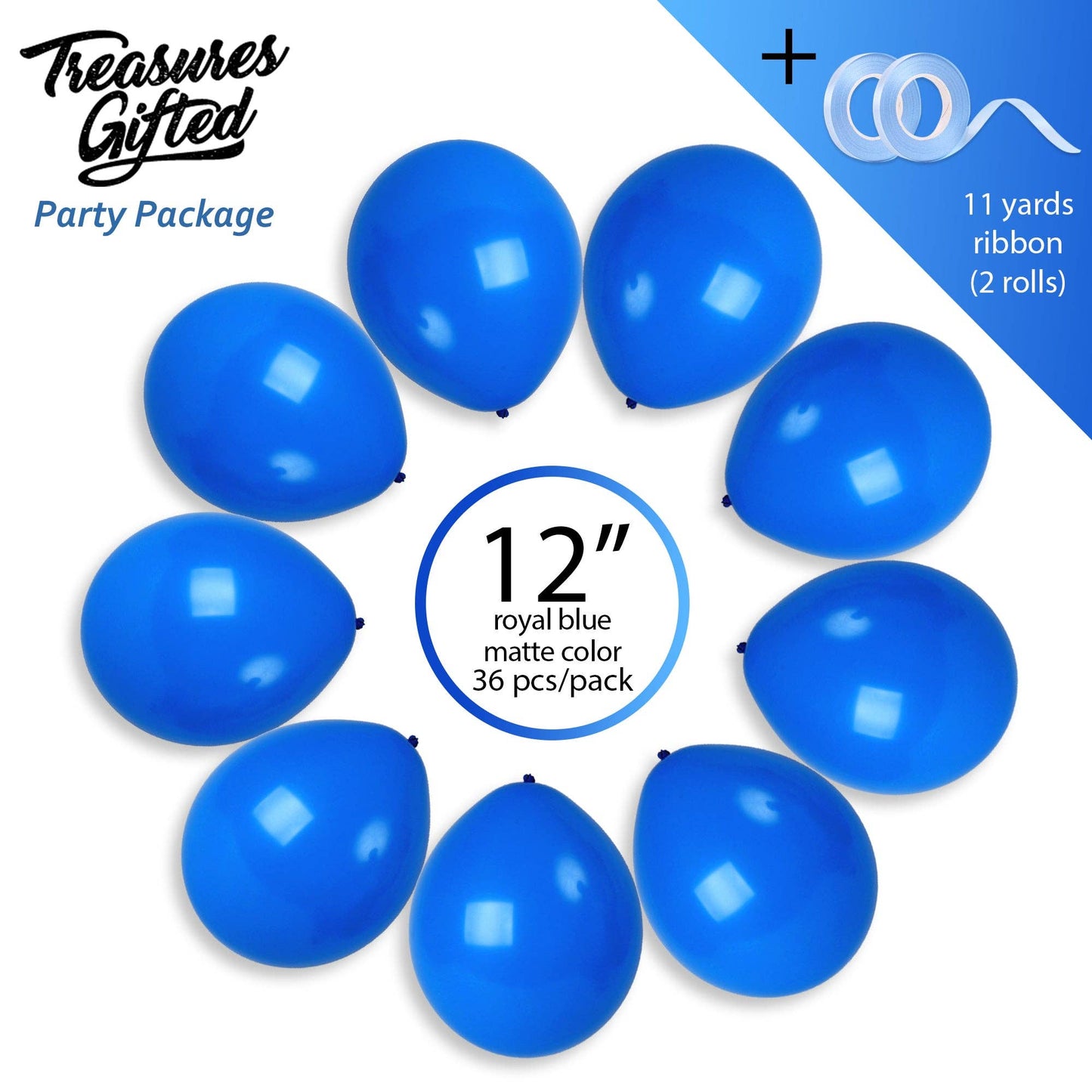 Treasures Gifted - Matte Royal Blue Balloons - 12 Inch Latex Balloons