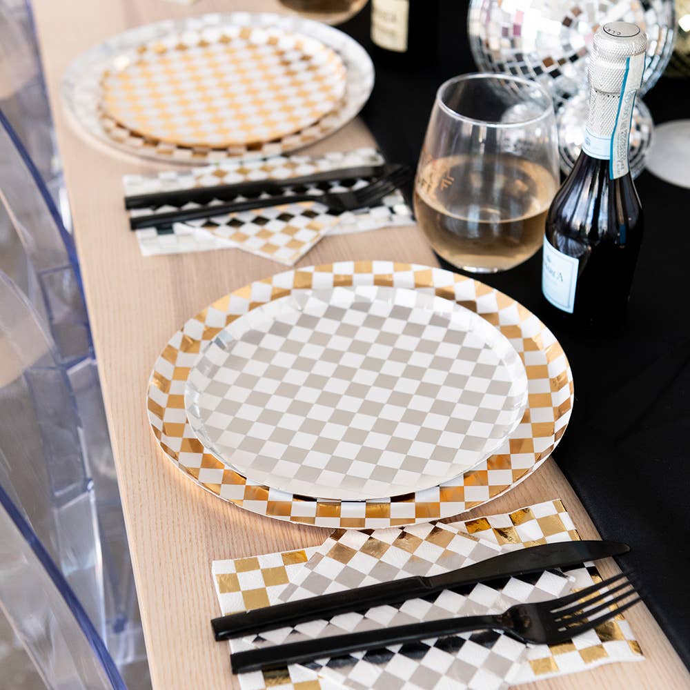 Jollity & Co. + Daydream Society - Check It! Dessert Plates - 8 Pk. - 11 Color Options