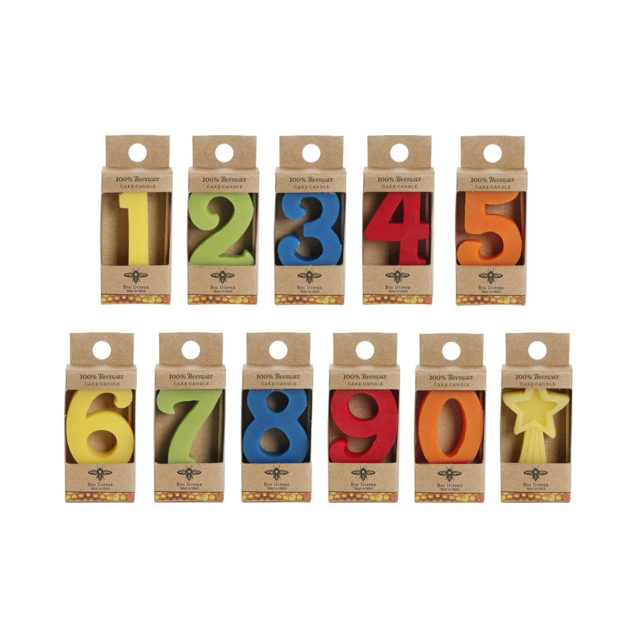 Big Dipper Wax Works - Birthday Cake Candles – Pure Beeswax – Numbers & Shapes