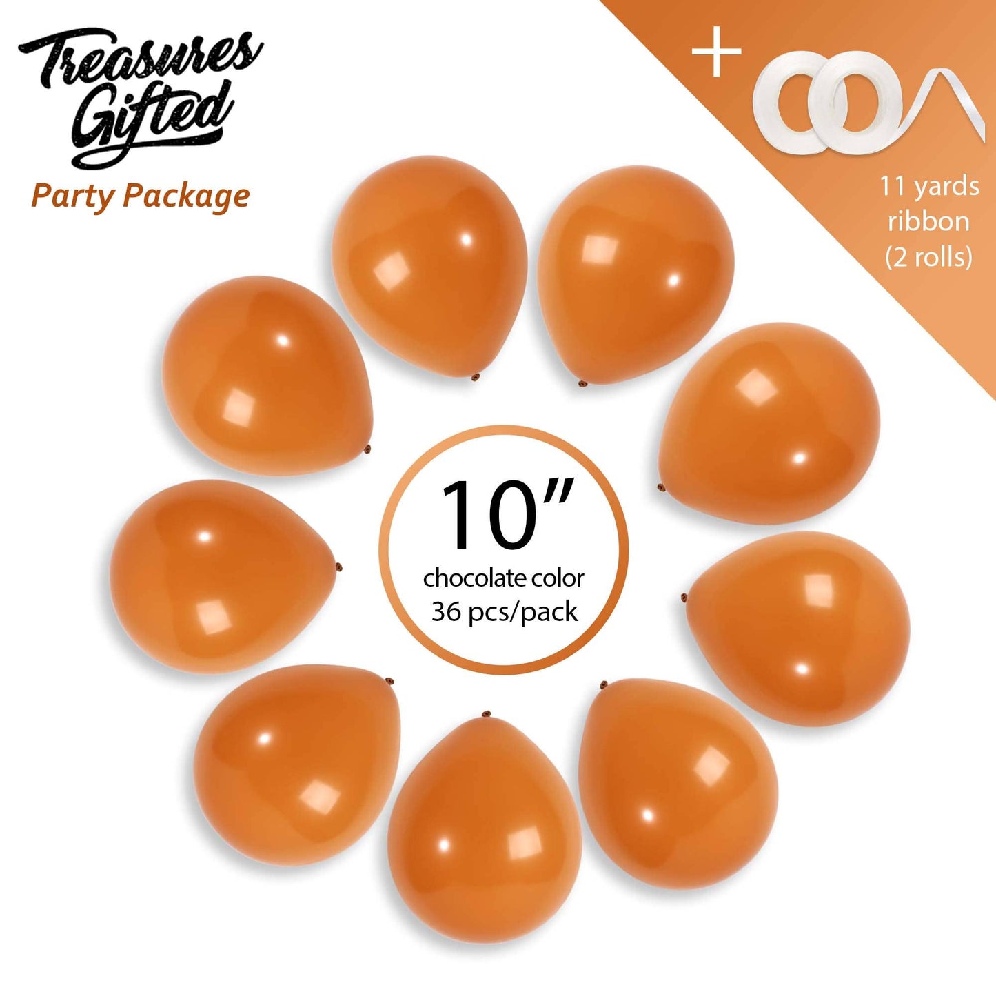 Treasures Gifted - Matte Chocolate Balloons - 10 Inch Latex Balloons
