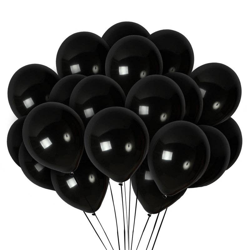 Treasures Gifted - Solid Black Balloons - 12 Inch Latex Balloons