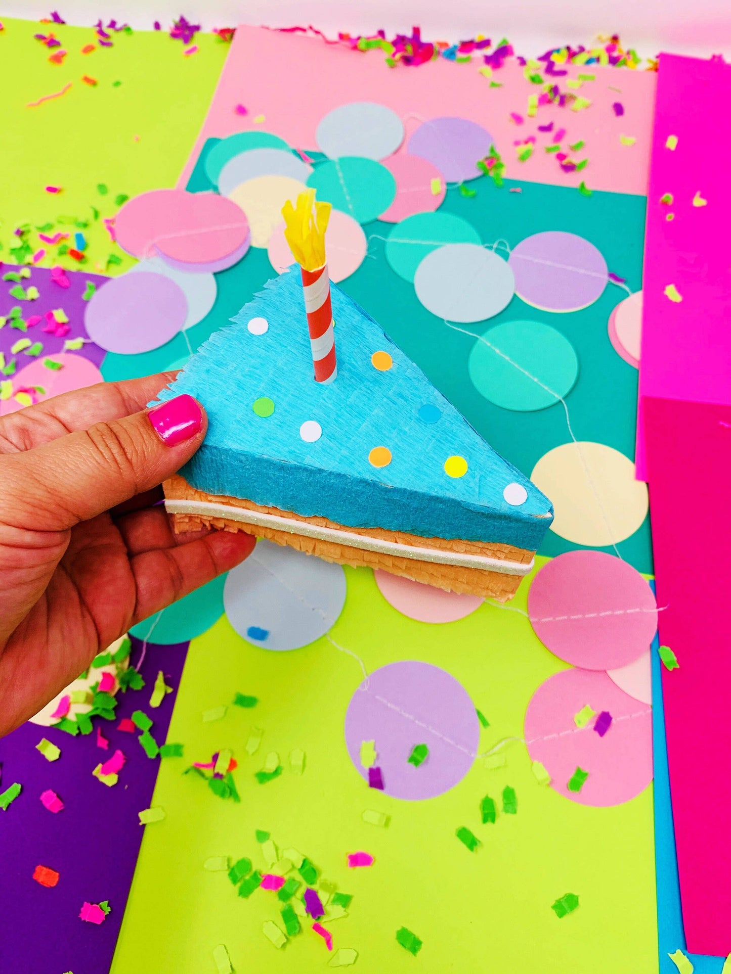 My Soiree Designs - Mini Piñata Cake Slice - Novelty Party Favor & Gift