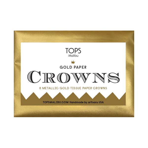 TOPS Malibu - Metallic Gold Tissue Paper Crowns - Set of 8