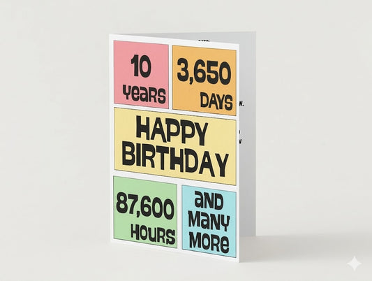 10th Birthday Card by Candlelight and Confetti