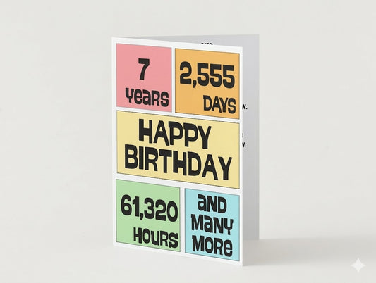7th Birthday Card by Candlelight and Confetti