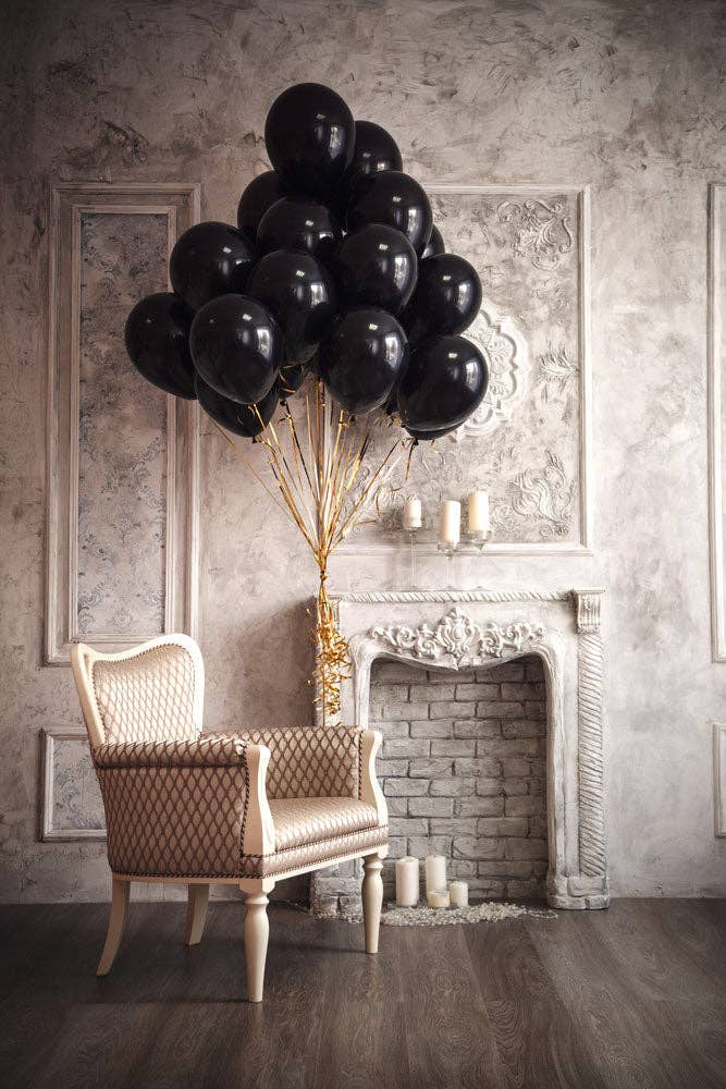 Treasures Gifted - Solid Black Balloons - 12 Inch Latex Balloons