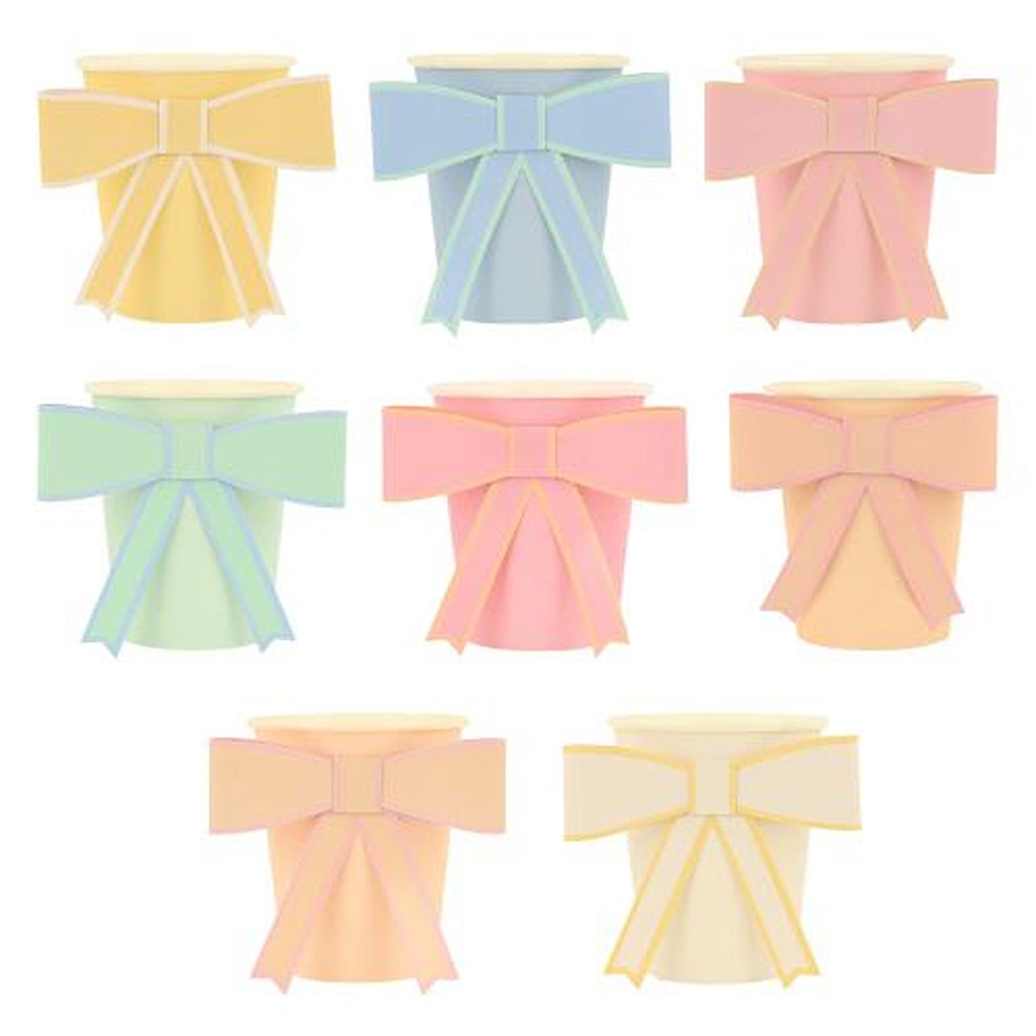 Pastel Bow Cups (x 8)